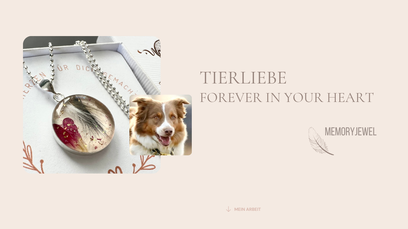 Schmuck aus Tierhaar mit Foto von einem Anhänger aus Silber mit Fell und einem Foto von einem Hund