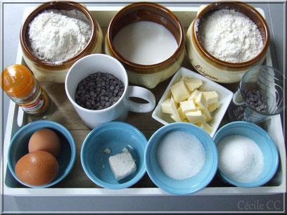ingredients pour tarte briochée pépite chocolat