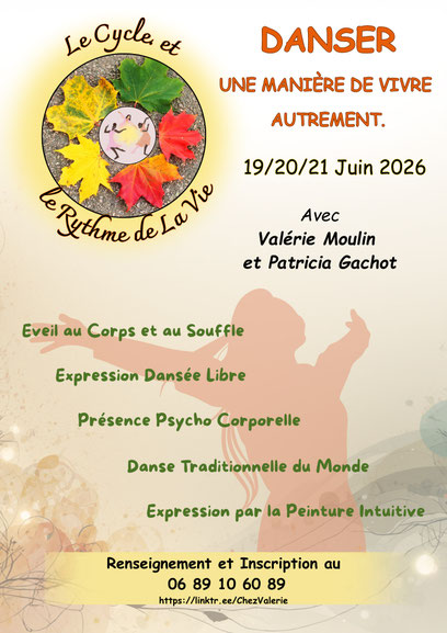 Expression dansée libre, présence psycho corporelle, danse traditionnelle du monde, peinture intuitive, éveil au corps et au souffle et plus... via energetica annuaire des therapeutes