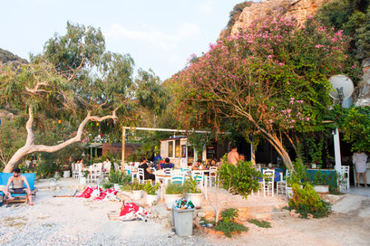 The beach restaurant before sunset