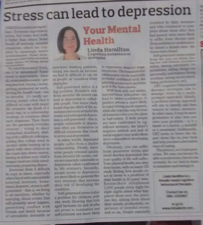 CBT therapist Linda Hamilton's column on stress.