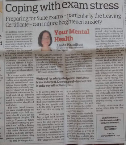 Linda Hamilton's Southern Star column on CBT tips for exam stress.