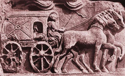 La poste impériale romaine. Bas-relief du IIIe siècle (Igel, Rhénanie)