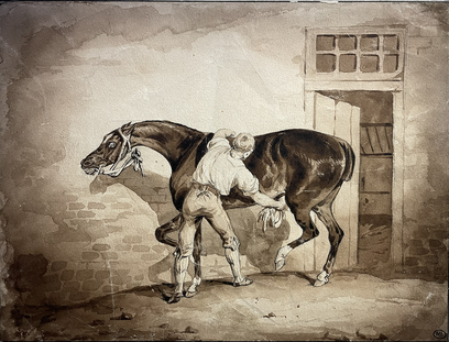 Théodore Géricault, A Groom Rubbing Down a Horse in front of the Stable Door, 1820-22, Musée du Louvre, Paris.