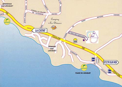 RD 559, panneau La Ciotat à gauche, St Cyr/mer à droite, dans les hauteurs Ceyreste. Au milieu, lieu de rdv
