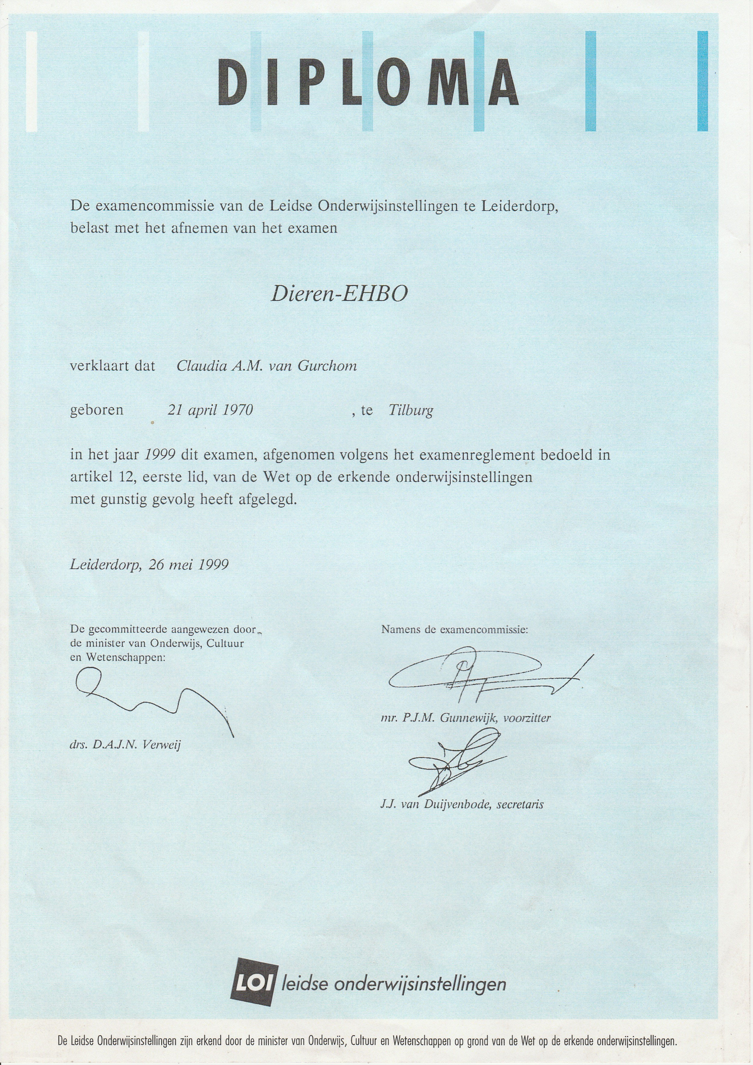 diploma's en certificaten  volg je natuur