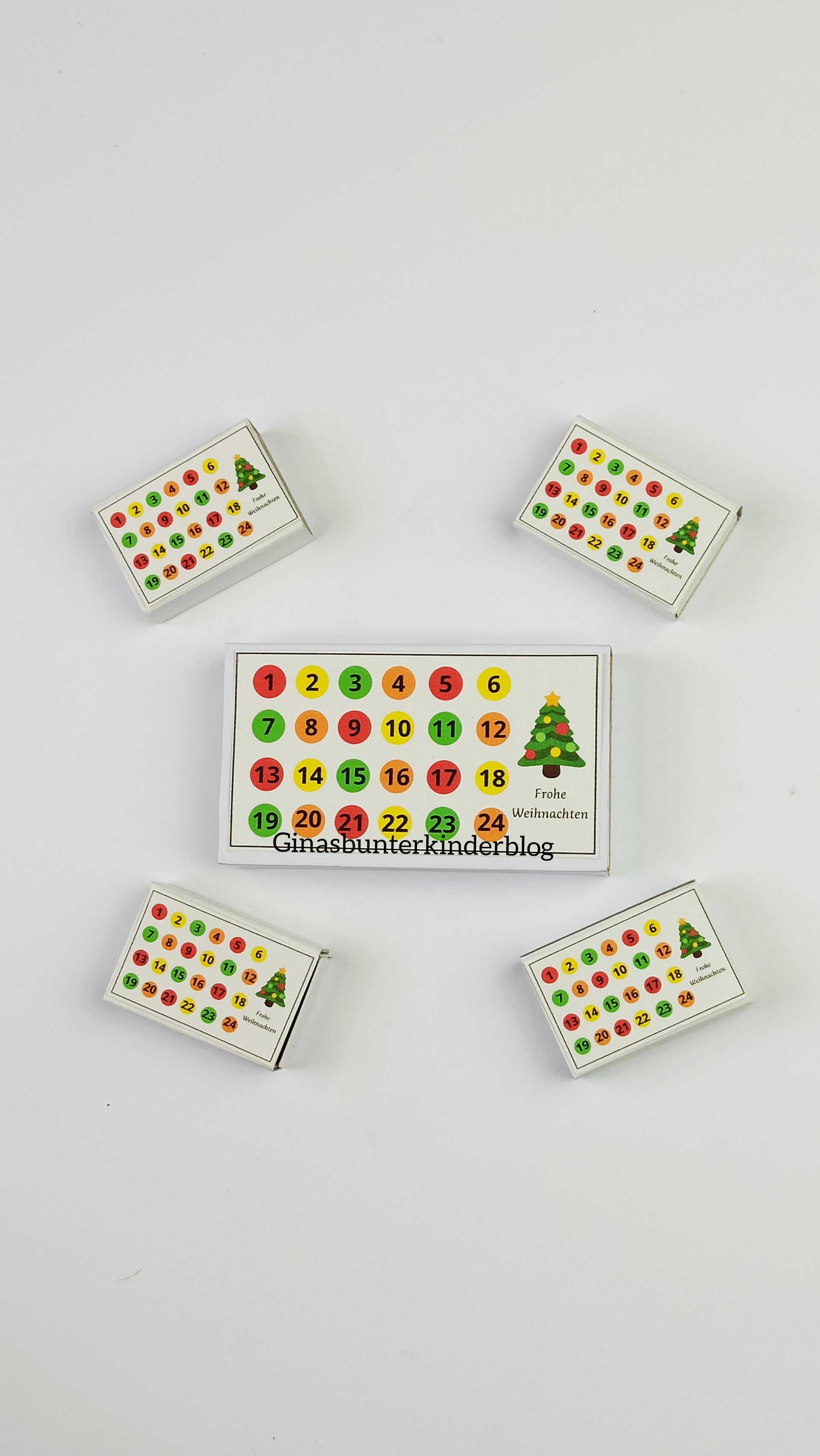 Adventskalender aus Streichholzschachtel mit Gratis Vorlage - Ginas