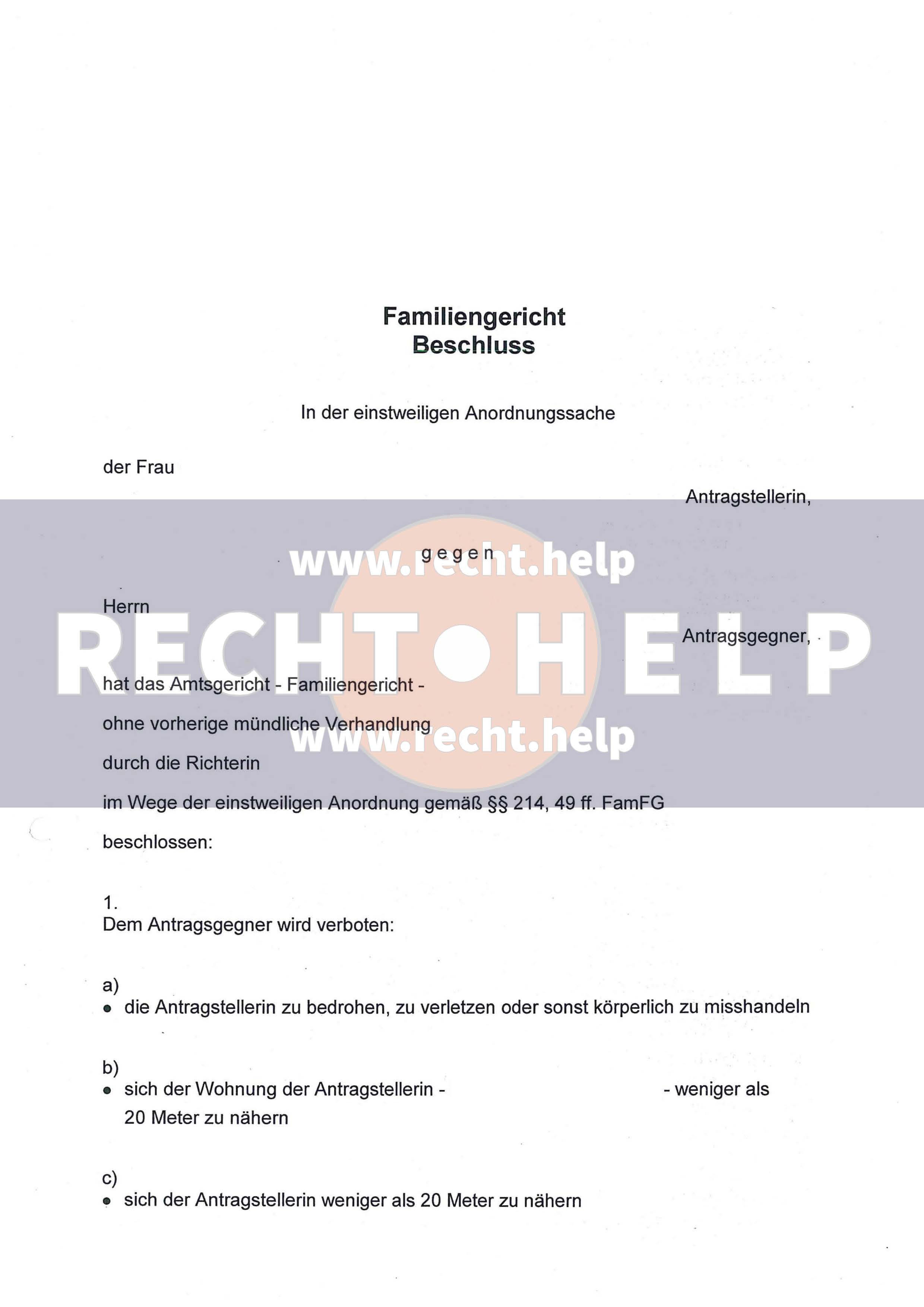 Gewaltschutzgesetz: Einstweilige Anordnung! - Rechtsanwalt