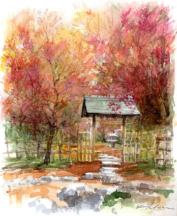 絵画・額縁・版画・山家 久幸・新品未使用・白鳥城の紅葉・美術品・インテリア・雑貨 絵画・額縁・版画・山家 久幸・新品未使用・白鳥城の紅葉・美術品