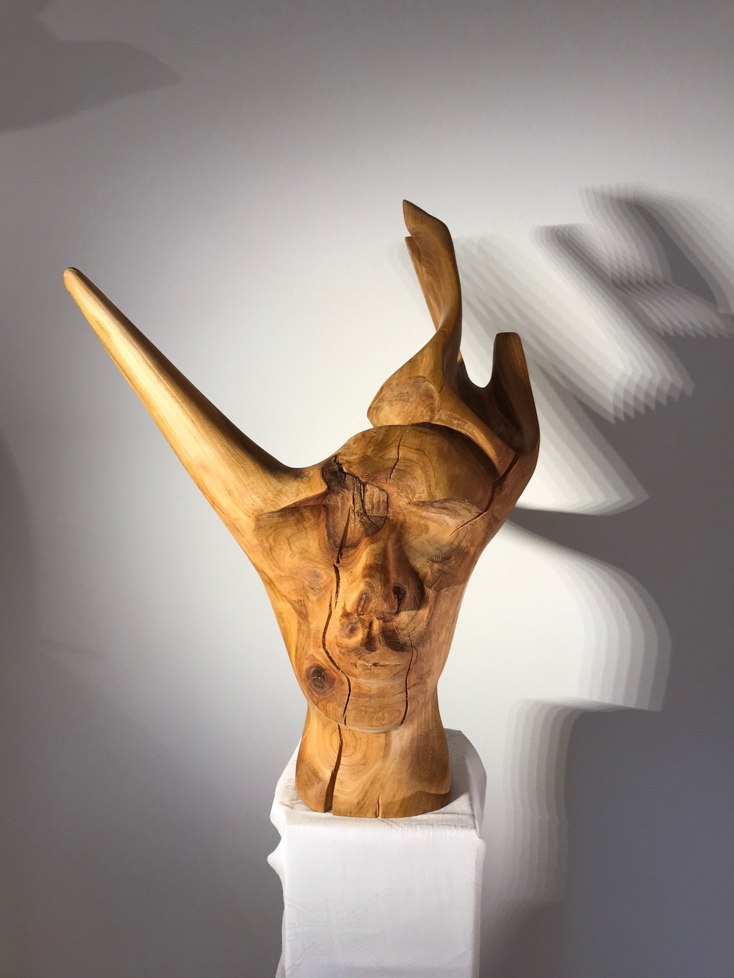 Punkerin: Skulptur aus Kirschholz, Skulptur Holz, Holz-Skulptur