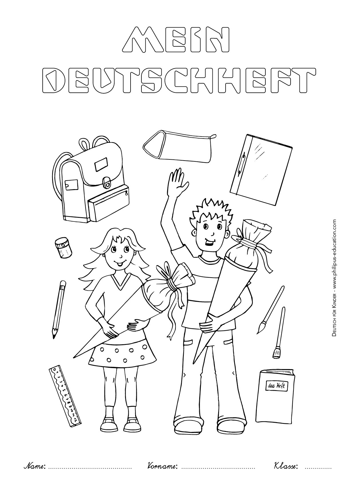 Page De Garde Cahier D allemand Collège Beginn des Schuljahres - www.philipus-education.com
