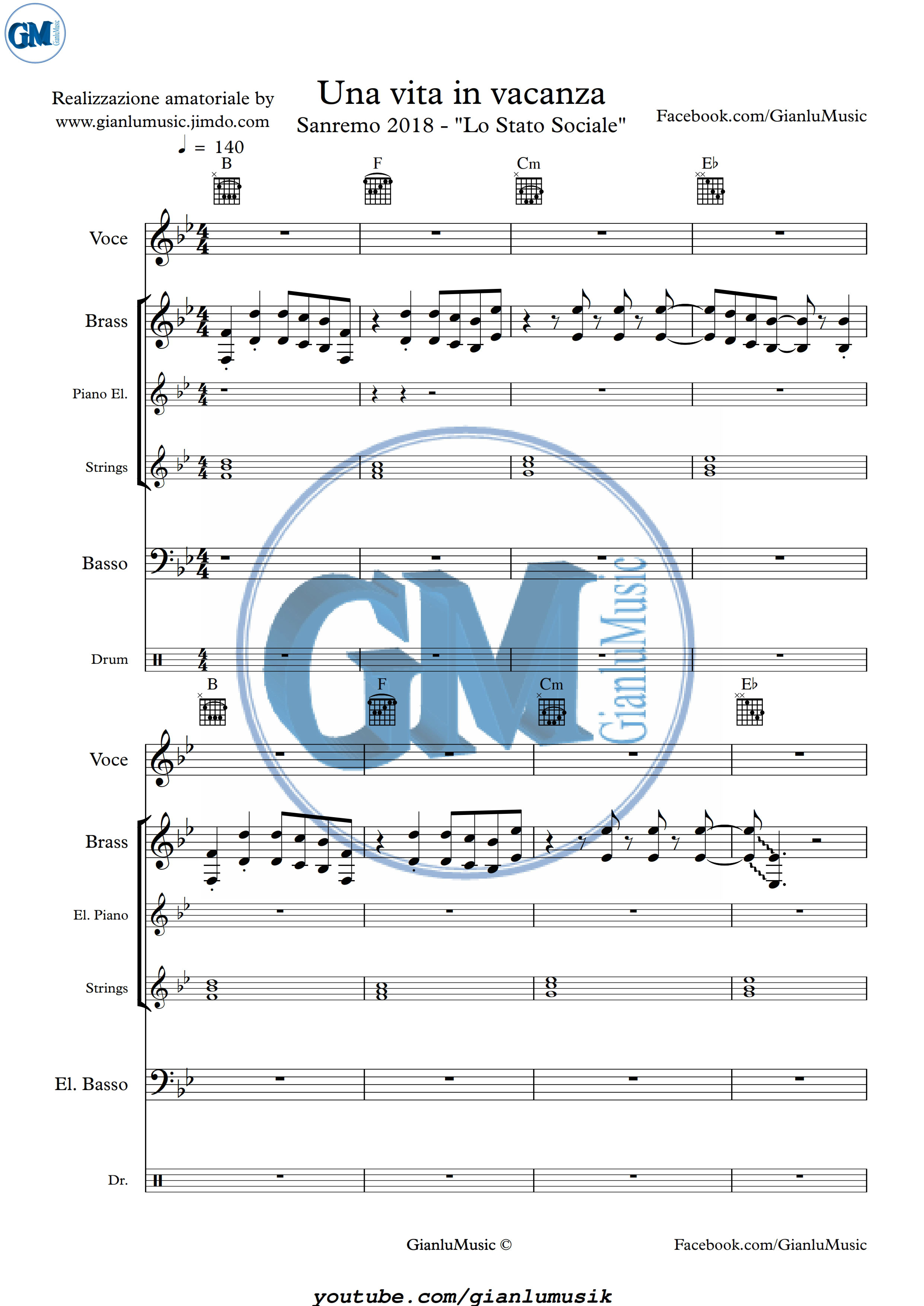 Una Vita In Vacanza Spartito Lo Stato Sociale GianluMusic Benvenuti su gianlumusic!