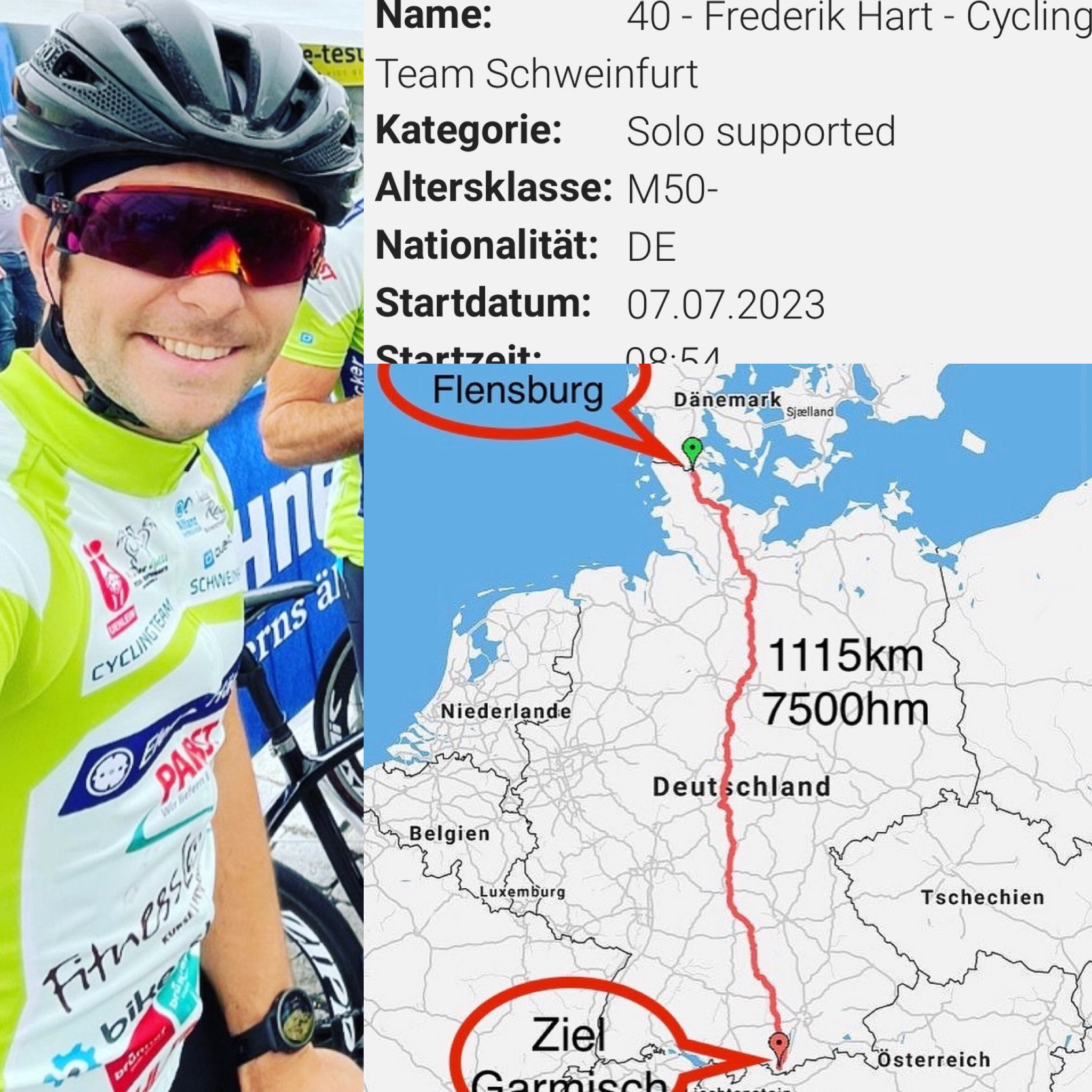 Freddy beim Race across Germany Cycling Team Schweinfurt Wir leben