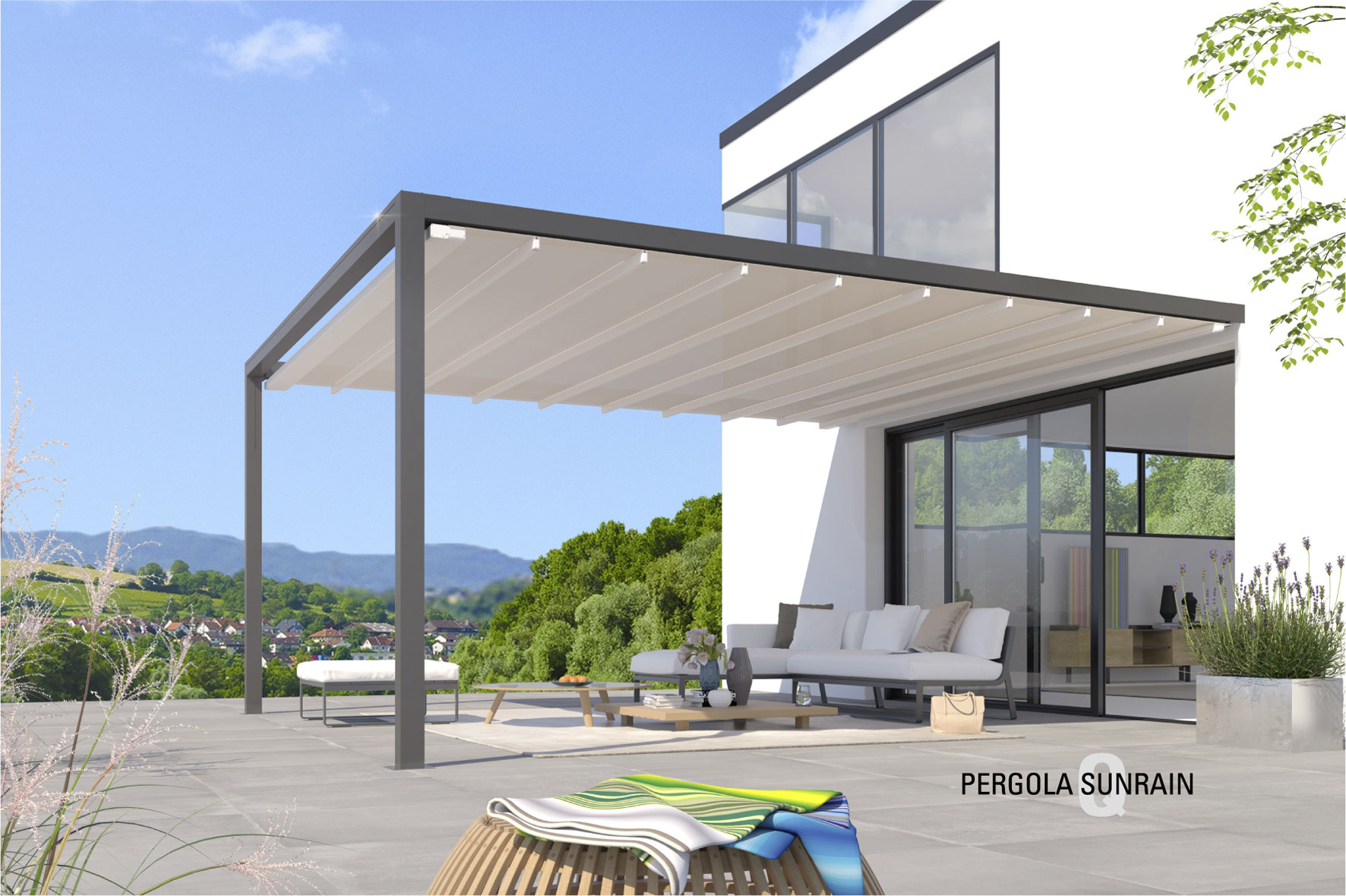 Terrassenfaltdach Pergola Sunrain Q Schattenbau