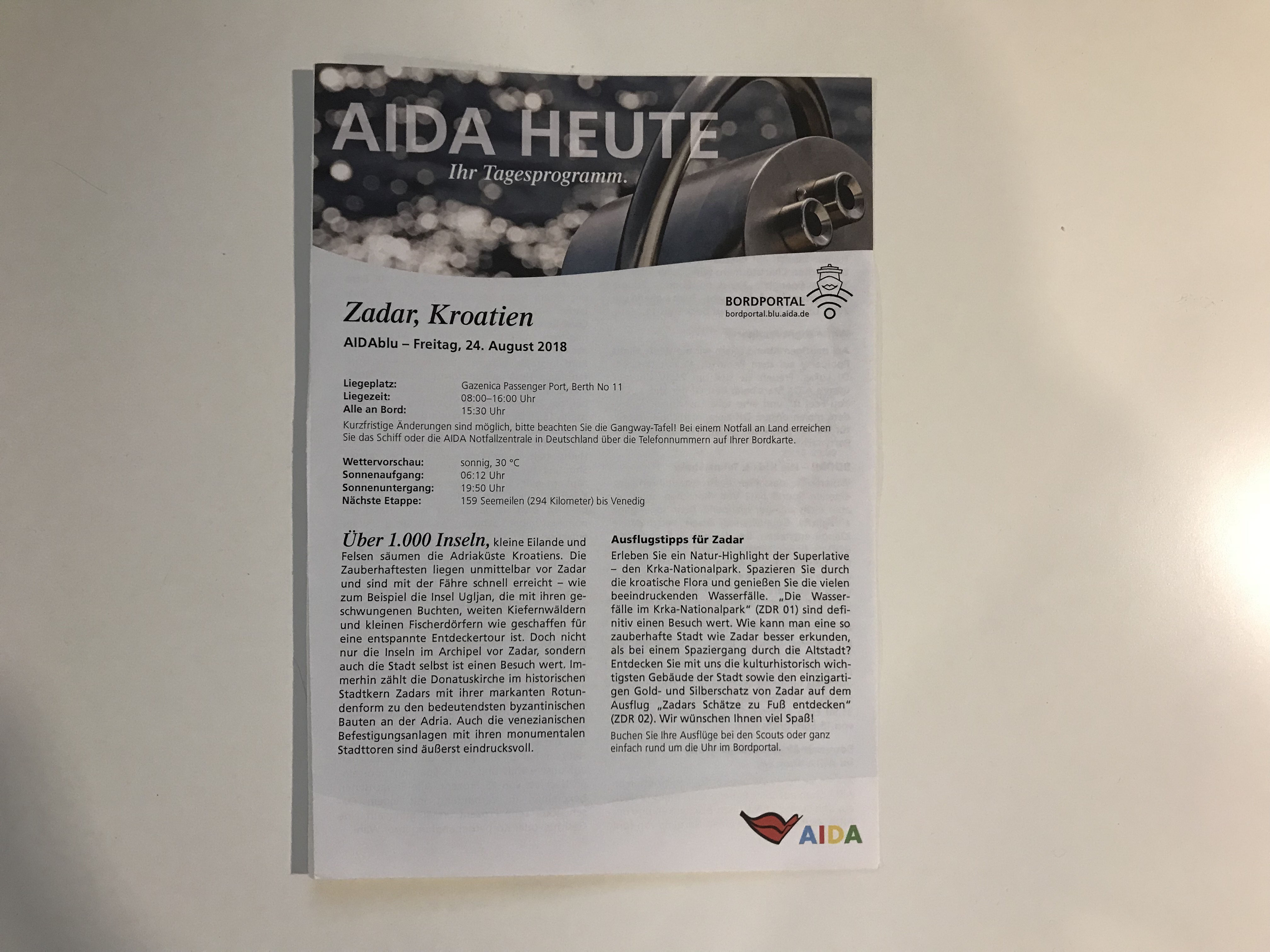 Aidablu Reisebericht Mit Dem Fahrrad Durch Zadar Cruise Paper