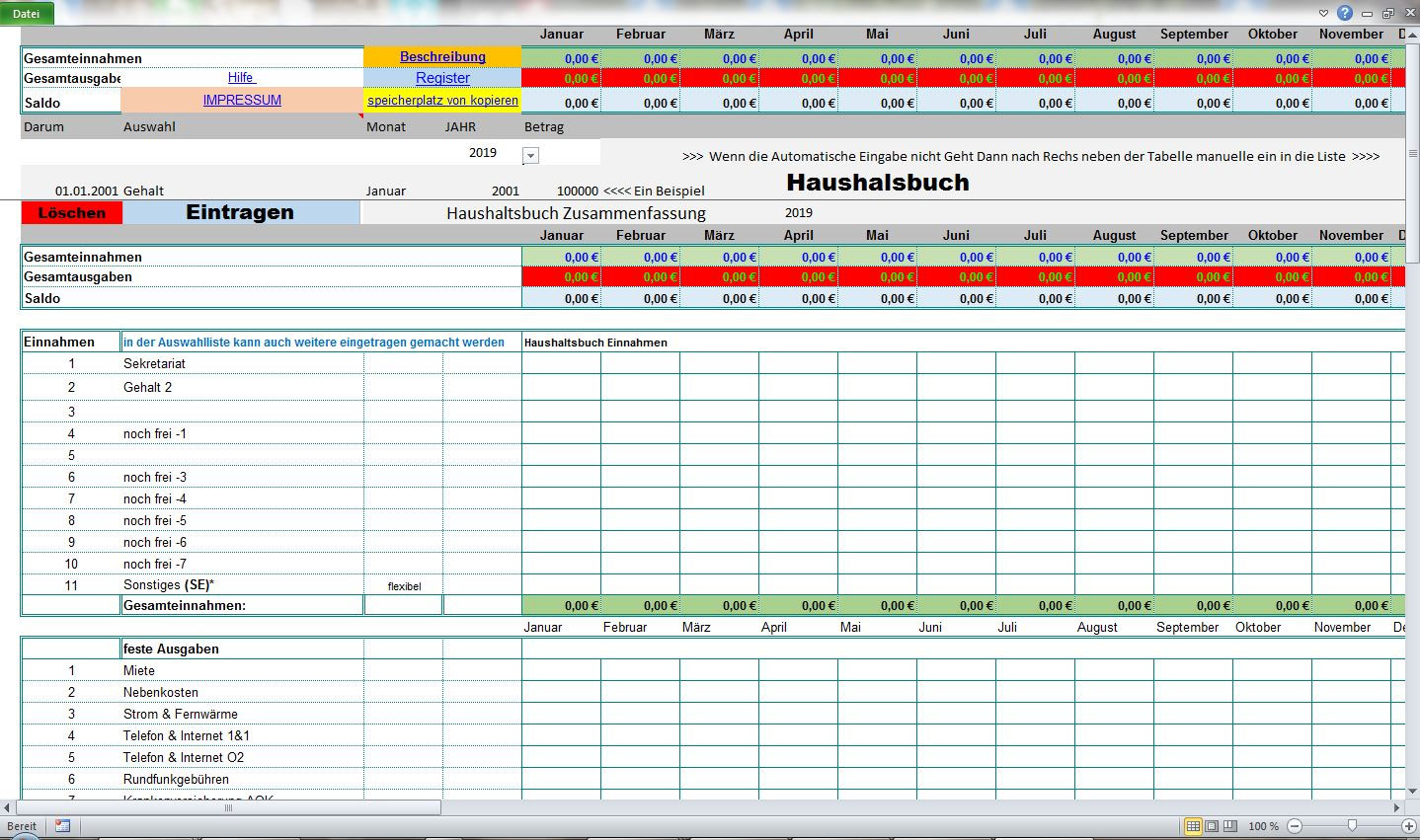 Haushaltsbuch - exceltabellenprogrammes Webseite!