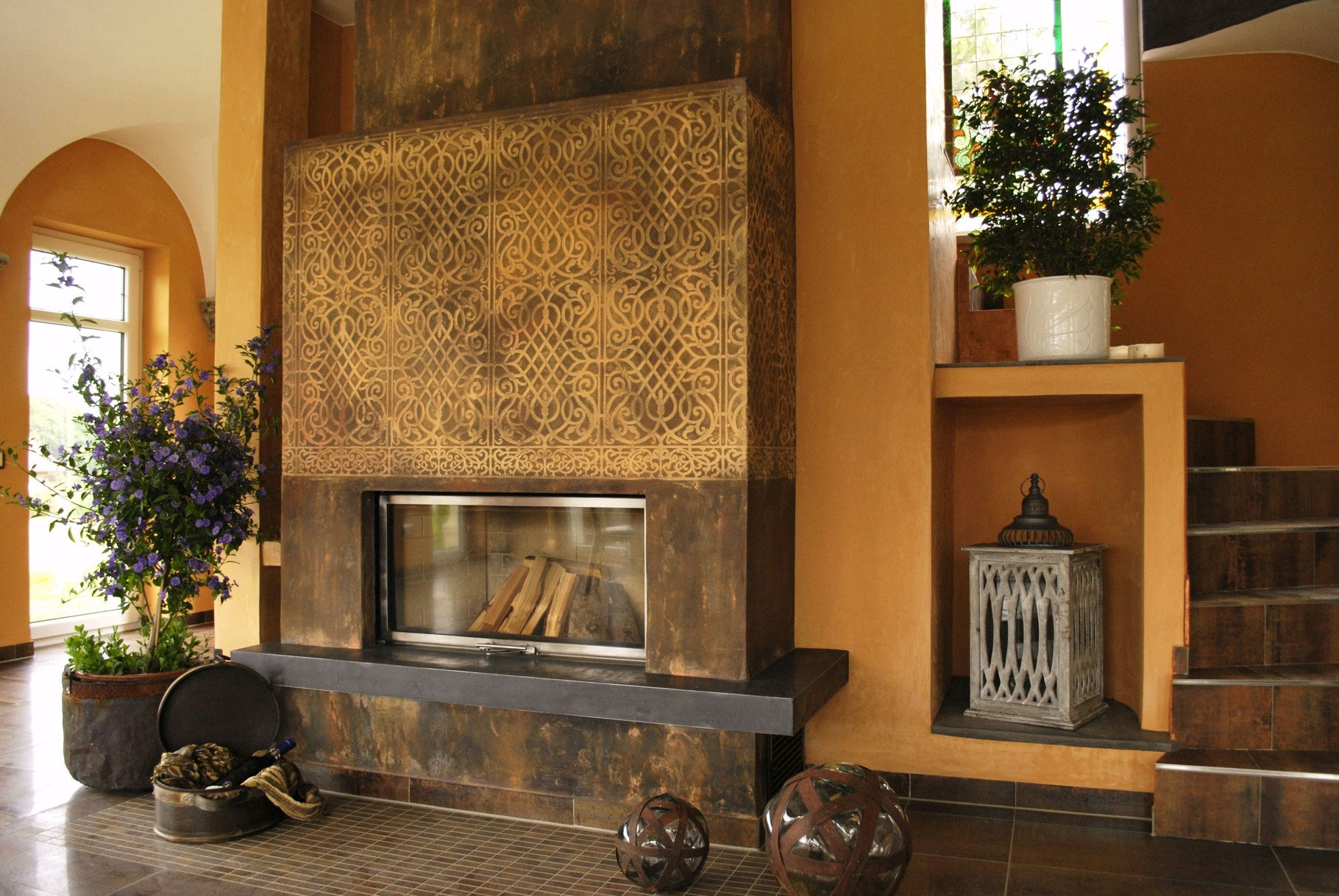 Kamin Design Wandgestaltung - stucco-decor - Kreative Spachteltechnik