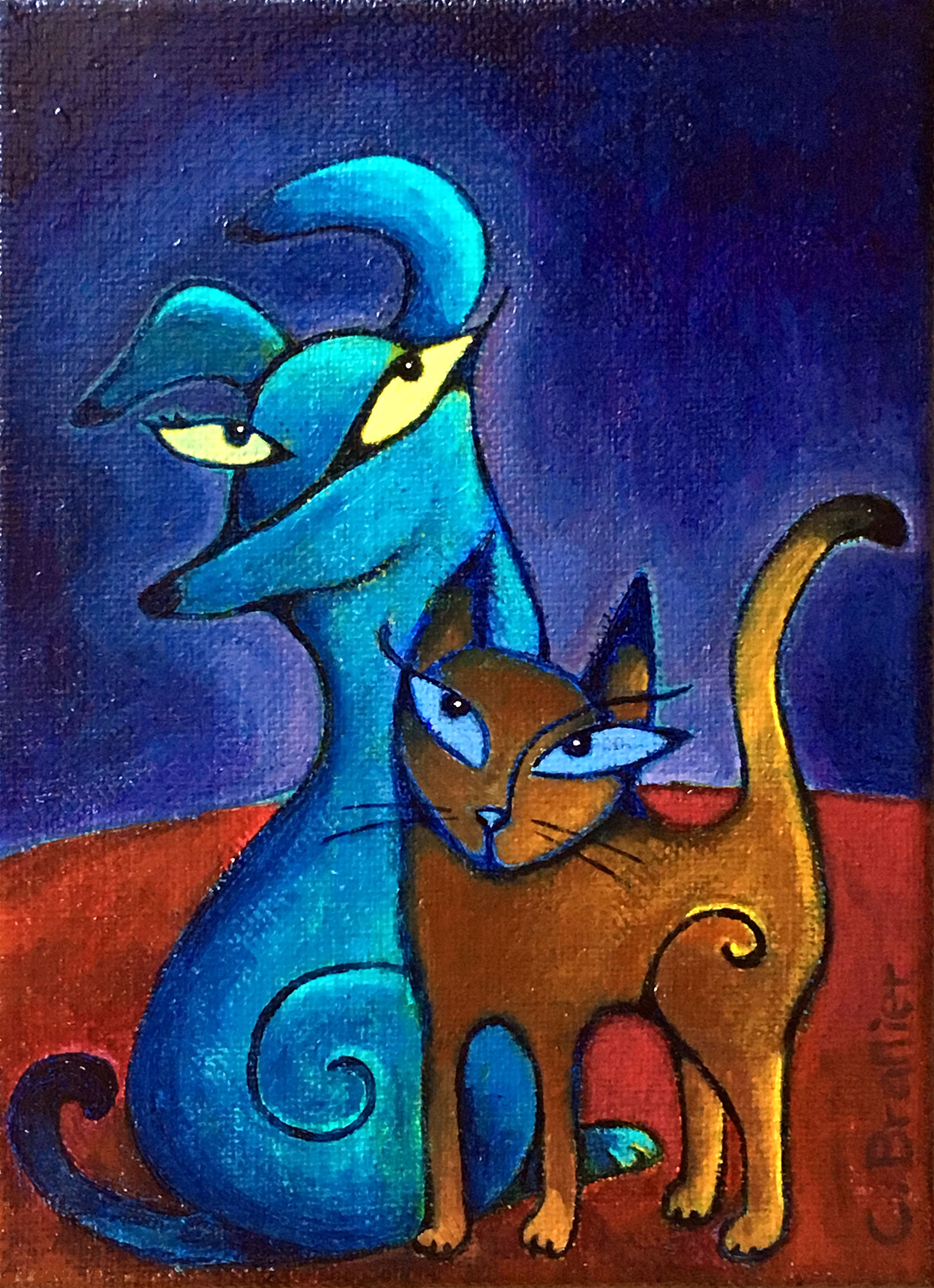 Cat and Dog Painting Christine Brallier Art