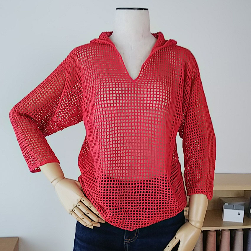 Net Hoodie 編み物の あ knit the fabric by cocoon