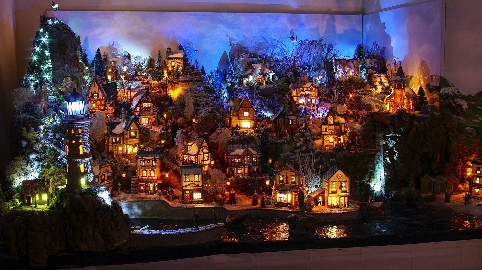 Village de Noël 2013 nuit Petits mondes miniatures de Noël