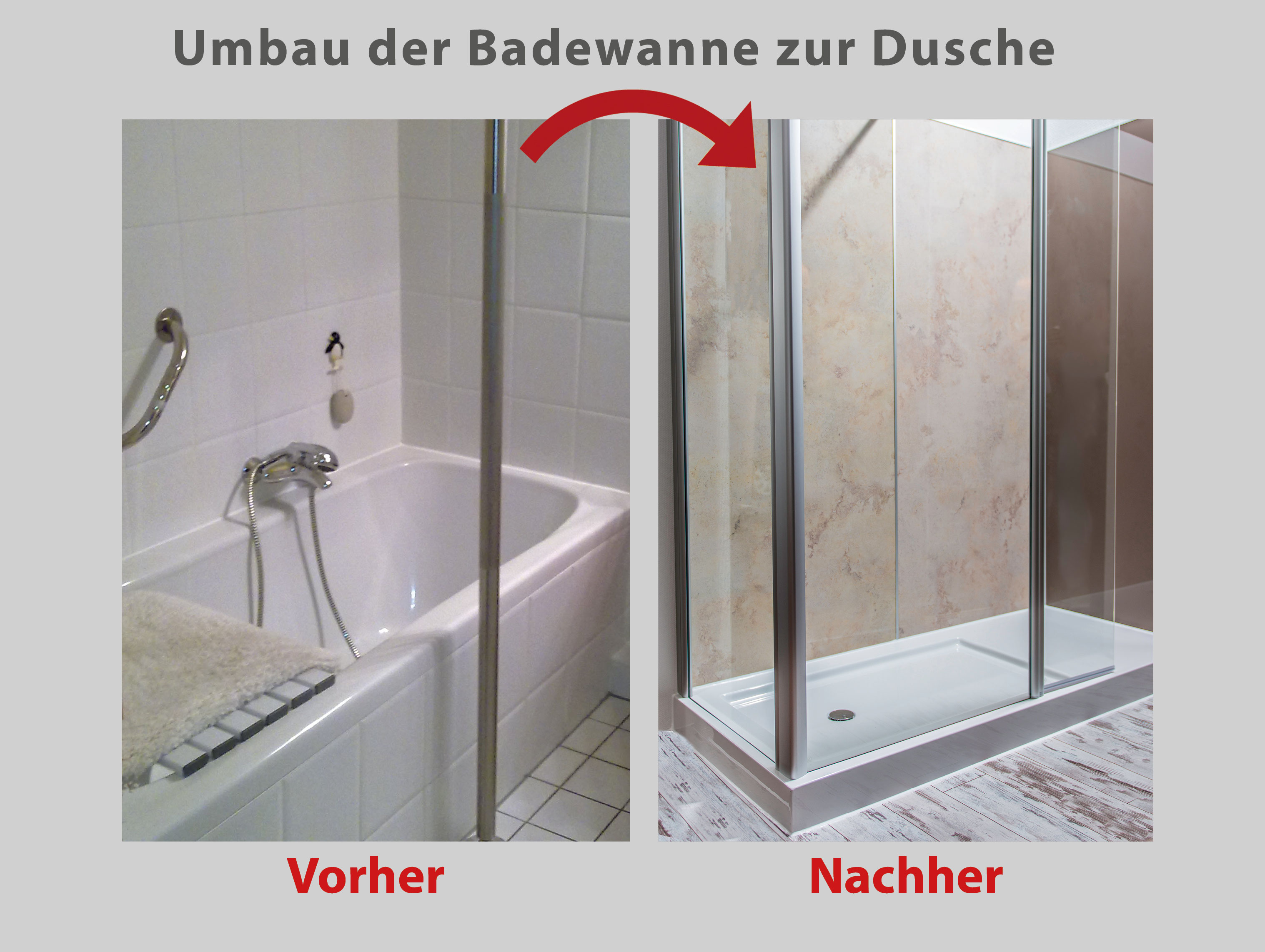 Wanne zur Dusche - Badewanne raus - Dusche rein - Bad ...
