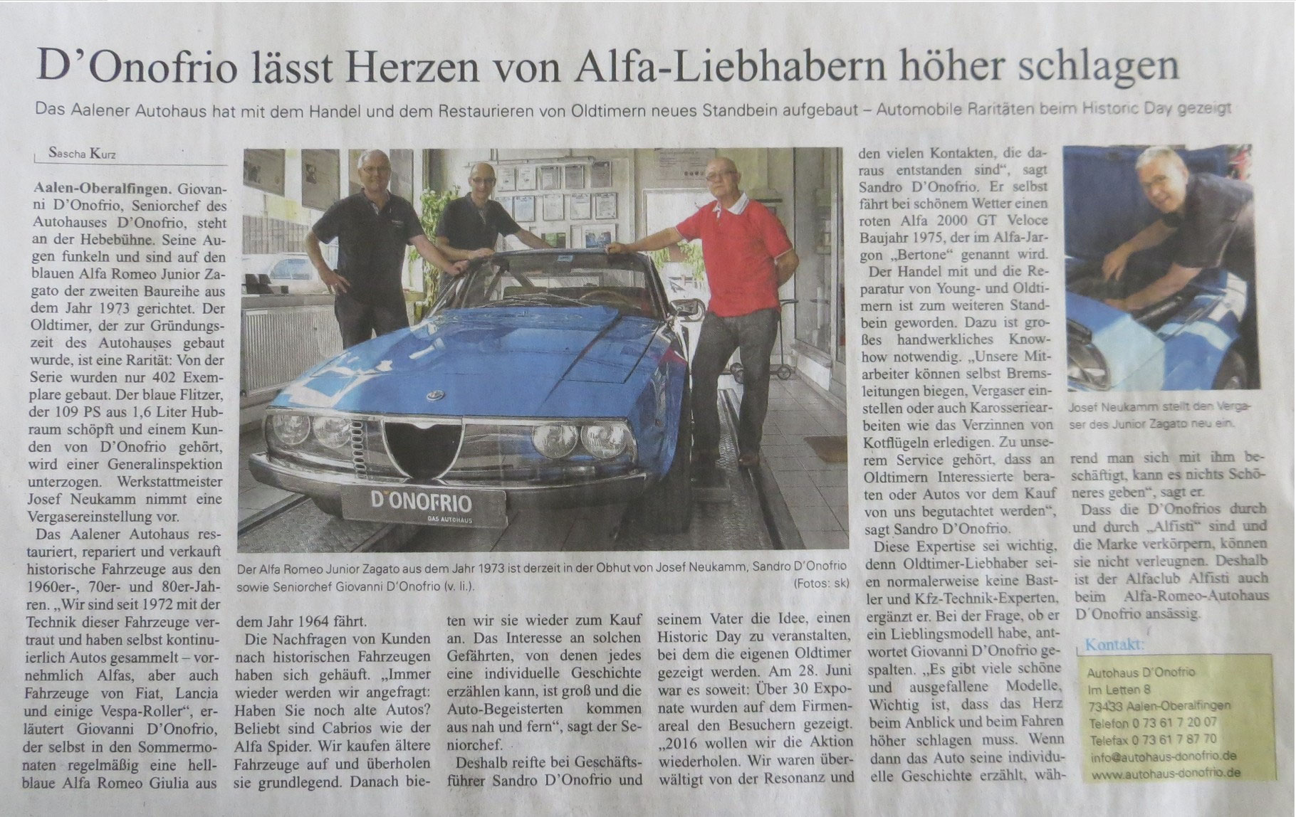 D'Onofrio Classico in den Medien D'Onofrio Classico