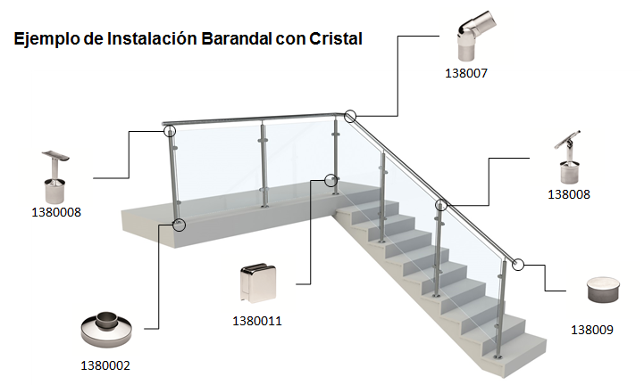 HERRAJES PARA BARANDAL DE ACERO INOXIDABLE - HERRAJES PARA VIDRIO