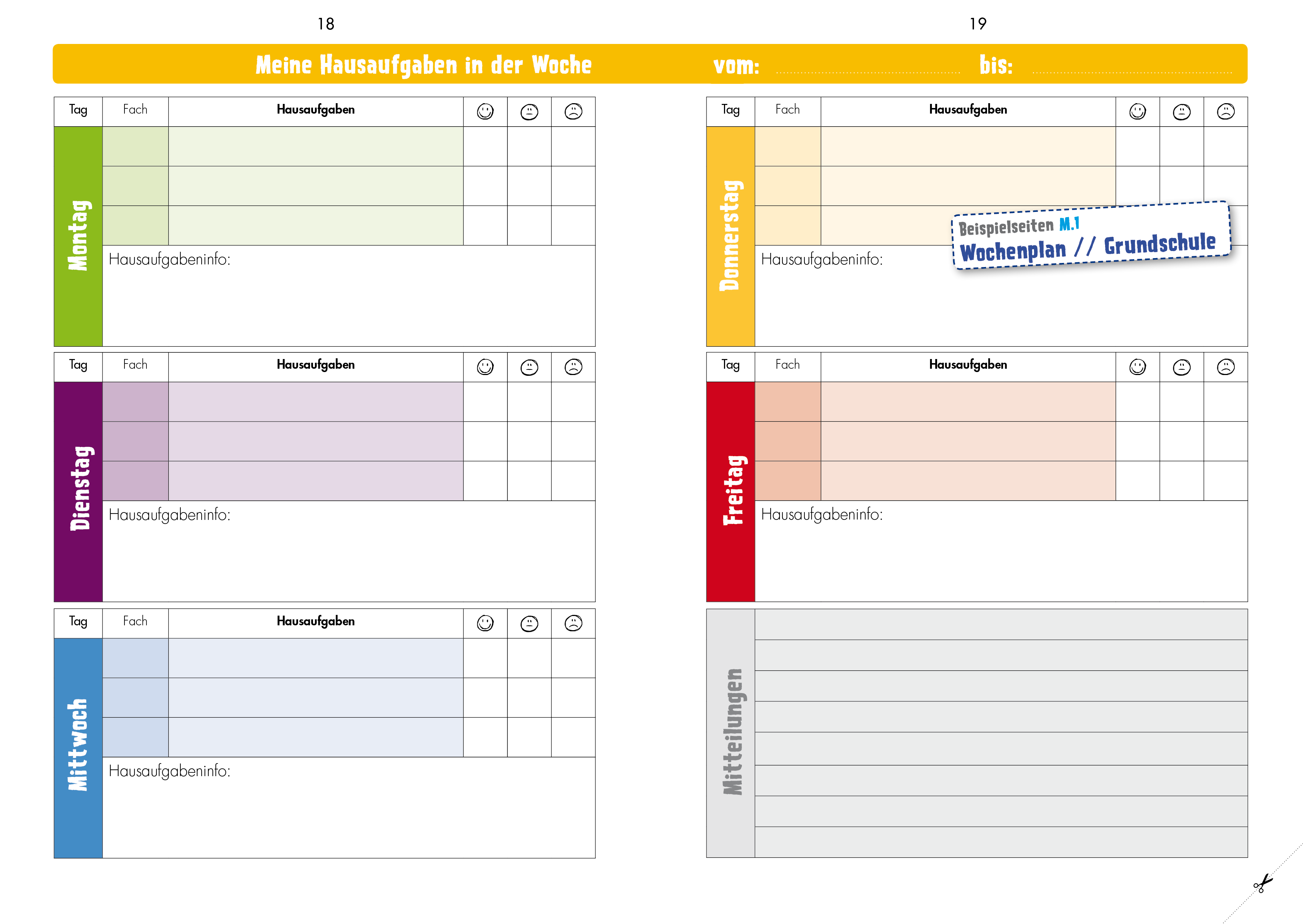 Das Hausaufgabenheft - Hausaufgabenheft gestalten Schulplaner gestalten