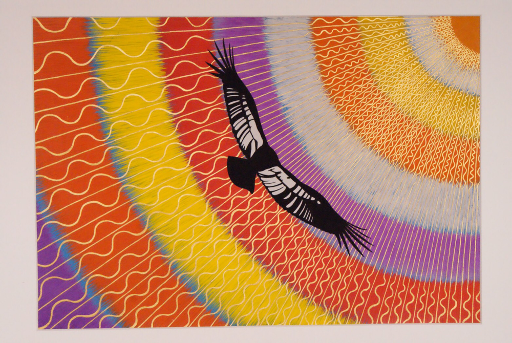 木版画 秋野亥左牟作　『春-フィヨルド』 木版画 秋野亥左牟作 『フィヨルド』