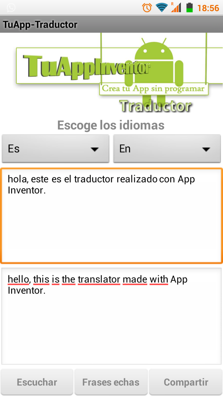 Traductor Android realizado con App Inventor 2 - Tu App