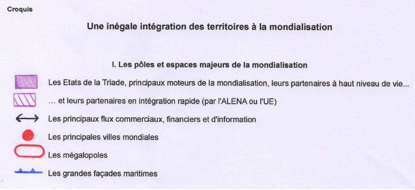 Le pas à pas du croquis "des territoires inégalement intégrés à la
