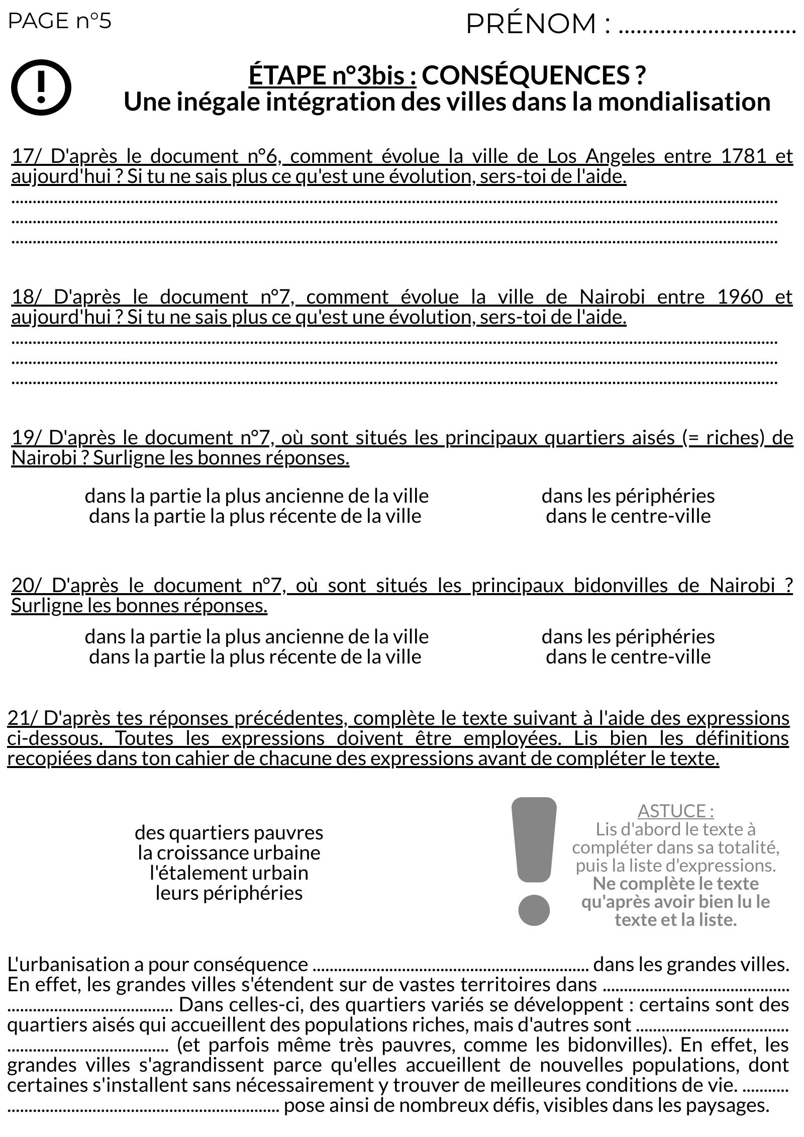 Les Villes Dans La Mondialisation 4ème évaluation Correction Chapitre n°5 : Les villes dans la mondialisation - Site de  histoireetgeographie !