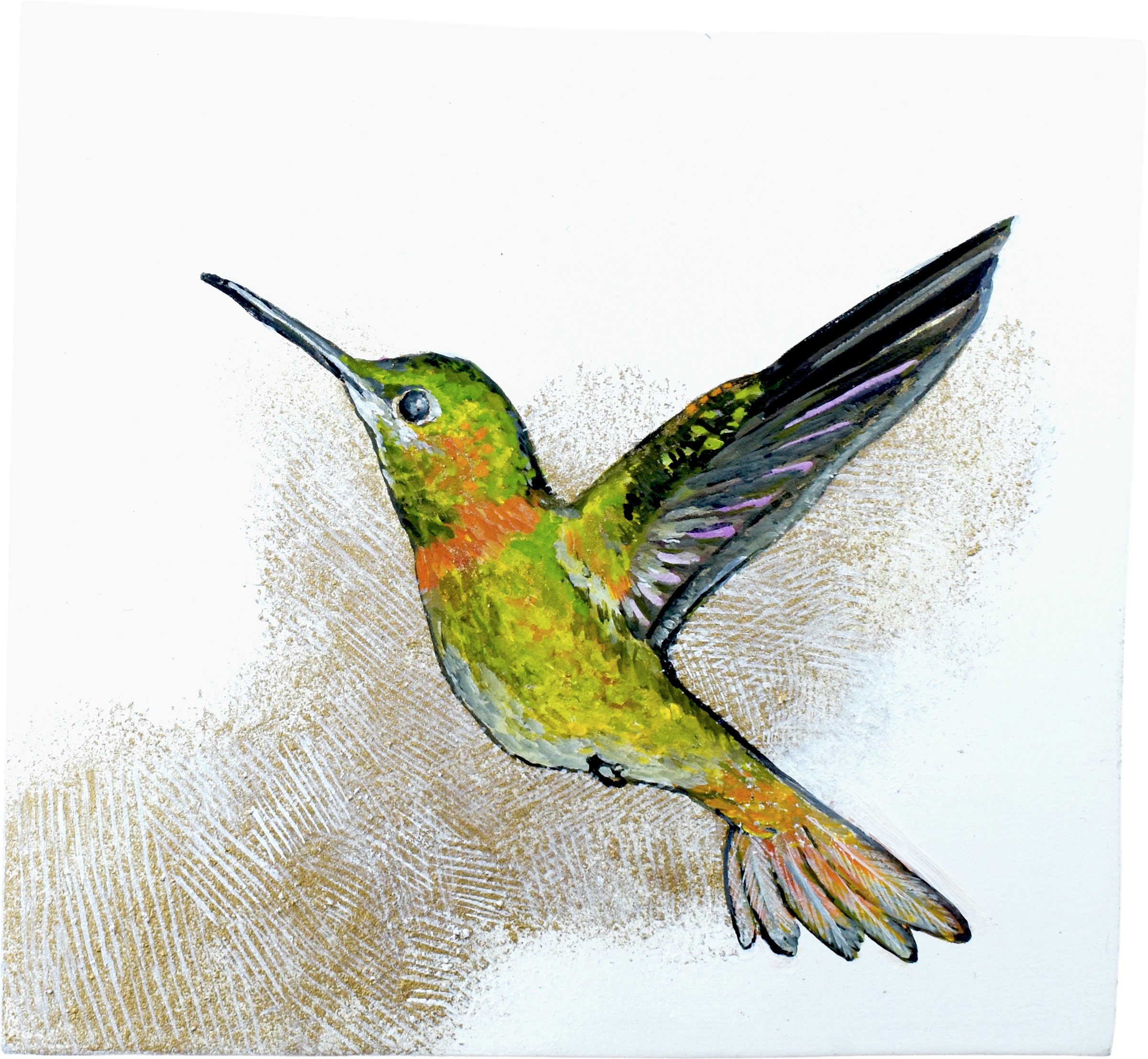 ハチドリと花のアクリル画 Hummingbird 原画　アート ハチドリと花シリーズ - AIアート - ショップ Art,set go Shop
