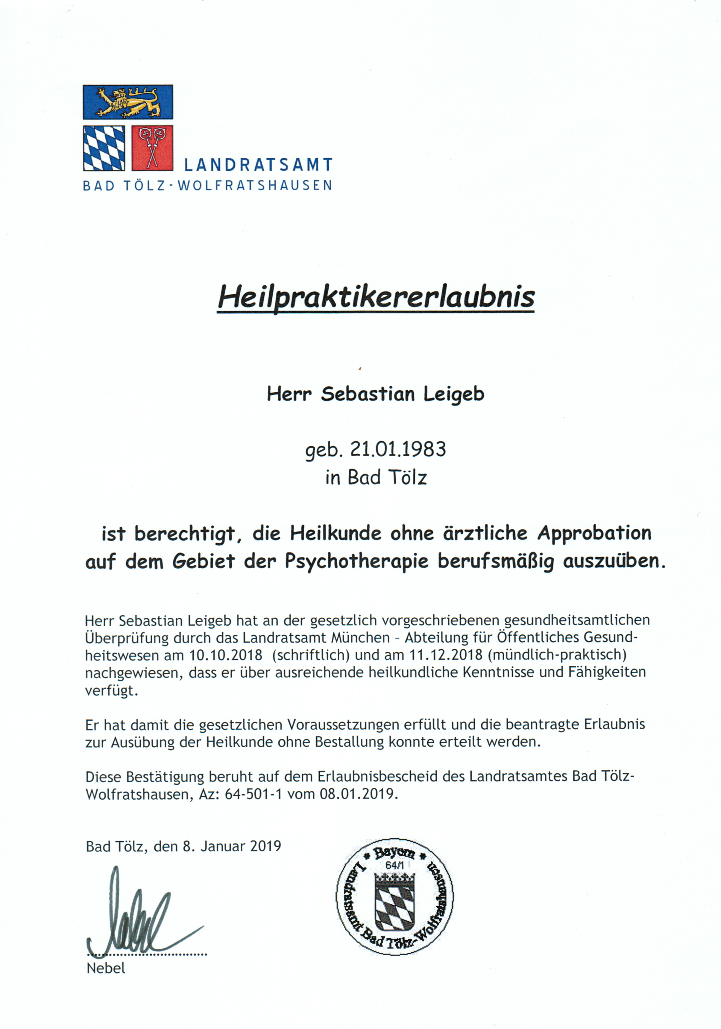 Zertifikate Bastian Leigebs Webseite