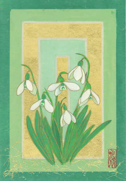 「待雪草 -花巡り-」日本画 SM(227×158㎜)　77.000円(税込) 