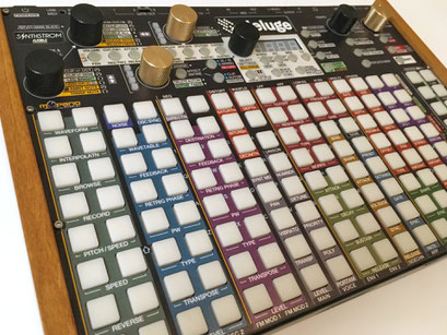 Deluge Community 1.2 Overlay (Chopin firmware) for intuitive design + unlabelled functions ‚Xluge Complete Colors’ by mxpand - synthesizer, Sampler, sequencer, groovebox from Synthstrom Audible, high-quality operation template/front foil/skin/film
