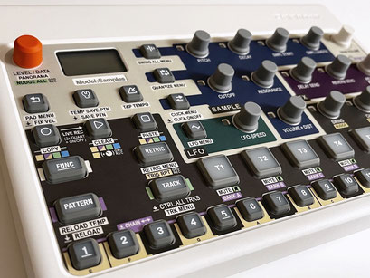 'X:Samples Colors' Instrument Overlay by mxpand - for Elektron Model:Samples, sampling groovebox, high-quality operation template/front foil/skin/film