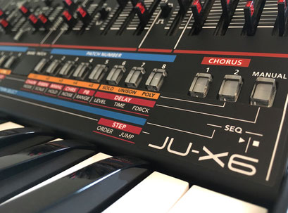 Xtique JU-X6, Instrument Overlay by mxpand - for Roland Boutique JU-06, synthesizer, vintage Juno 106, high-quality operation template/front foil/skin/film