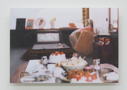 “Background #59” 2024, oil on photograph, 8.9×12.7cm