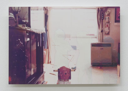 “Background #61” 2024, oil on photograph, 8.9×12.7cm