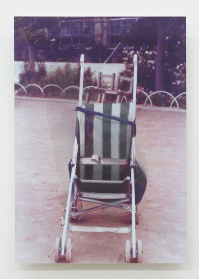 “Background #54” 2022, oil on photograph, 12.7×8.9cm