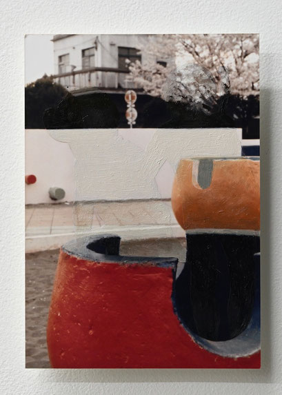 “Background #38” 2021, oil on photograph, 12.7×8.9cm