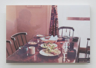 “Background #64” 2025, oil on photograph, 8.9×12.7cm