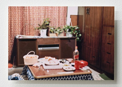 “Background #43” 2021, oil on photograph, 8.9×12.7cm