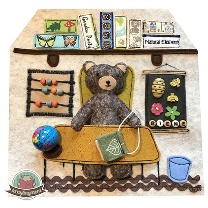 Teddyhaus Quiet book Spielhaus Teddy Nähanleitung Arbeitszimmer outdoor
