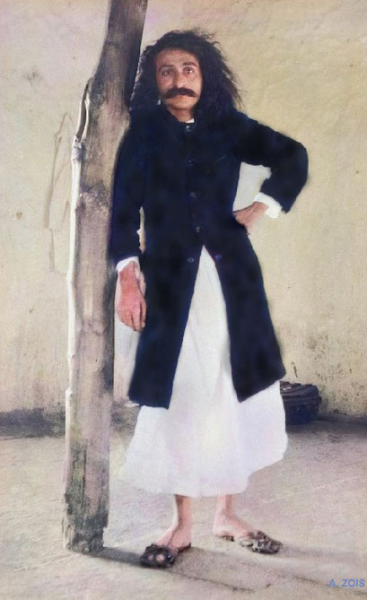   Baba wearing the Kamali coat. Image rendition by Anthony Zois.