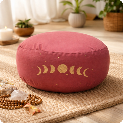 Coussin de méditation, phases de lune Vue de face