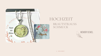 Schmuck Anhänger mit einem konservierten Brautstrauss in Herz Form