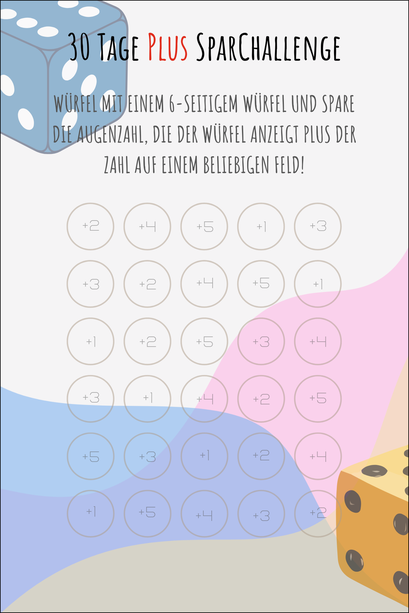 5€ Sparglas -kostenloses Sparchallenge Template für die Umschlagmethode