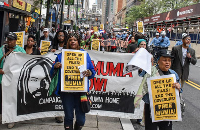 Solidaritetsdemo for Mumia Abu-Jamal i Philadelphia